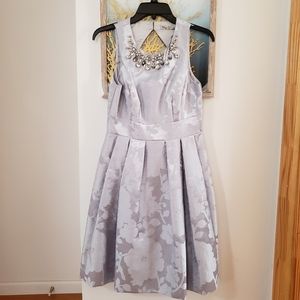 Eliza J Silver Floral Gray Jeweled Dress
